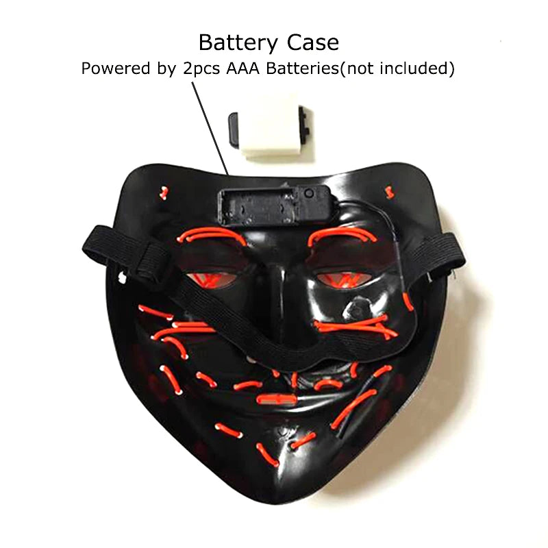 11,50 euros !!! Masque LED Néon Sans Fil Brille dans le Noir Masque Lumineux Stylé Soirées, Discothèque, Insta , Tiktok Horreur Cosplay Masque Stylé pour Halloween Prank ( plusieurs Couleurs dispo )
