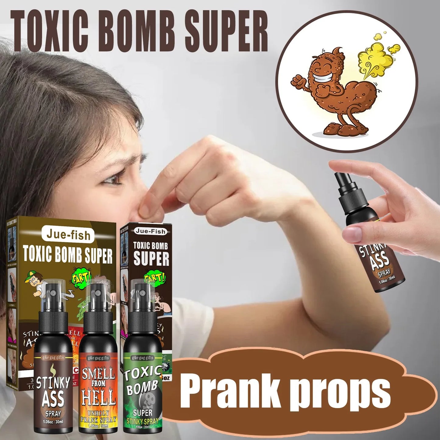 12 euros !!! Spray qui pue très fort la merde de 30ml pour des Prank de malade ! Blagues et farces bien sales ( 3 odeurs disponibles )