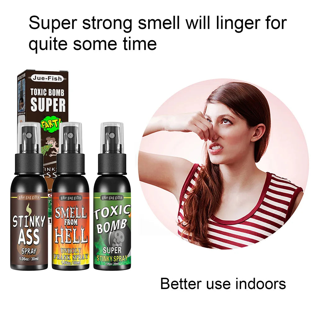 12 euros ! Spray qui pue le Pet ou le caca de 30 ml pour Blague , méga Prank ! 3 Odeurs immondes au choix. Spray bien sale et drôle ( non Toxique ) pour Halloween ou pour les pires pranks