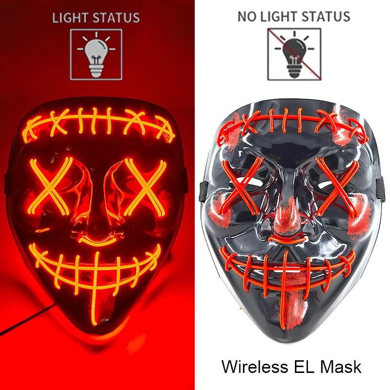 11,50 euros !!! Masque LED Néon Sans Fil Brille dans le Noir Masque Lumineux Stylé Soirées, Discothèque, Insta , Tiktok Horreur Cosplay Masque Stylé pour Halloween Prank ( plusieurs Couleurs dispo )