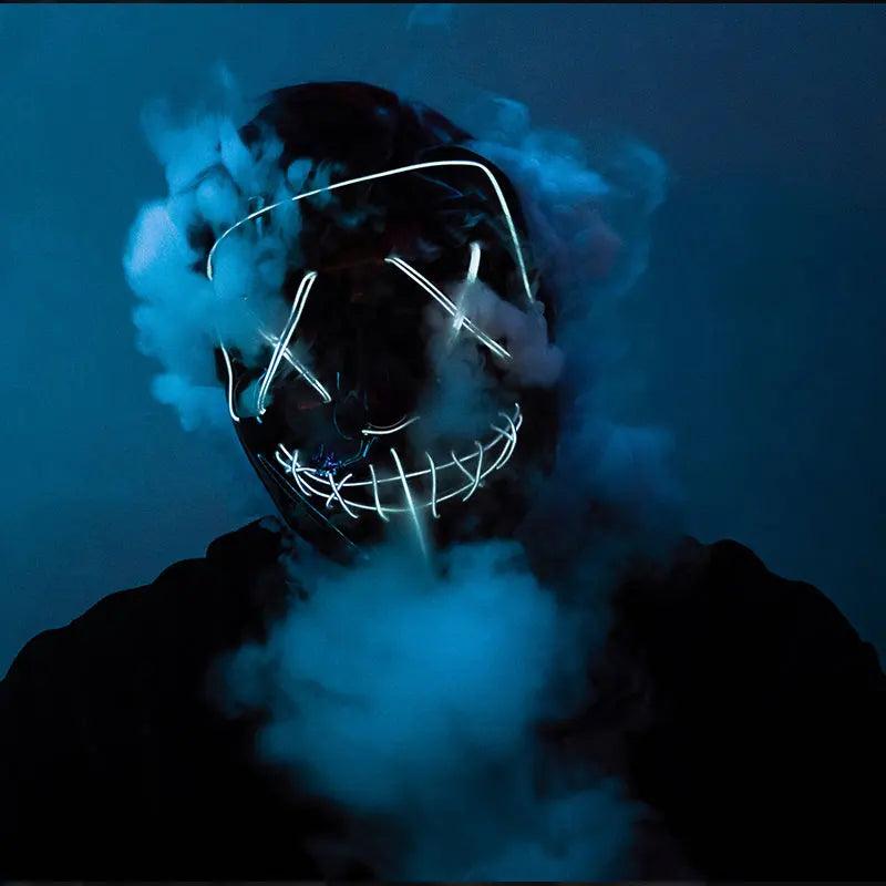 11,50 euros !!! Masque LED Néon Sans Fil Brille dans le Noir Masque Lumineux Stylé Soirées, Discothèque, Insta , Tiktok Horreur Cosplay Masque Stylé pour Halloween Prank ( plusieurs Couleurs dispo )