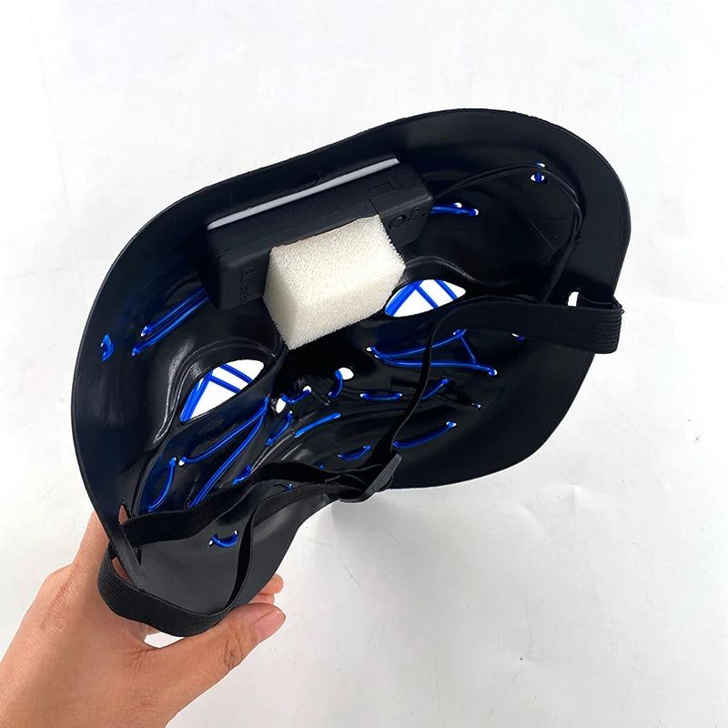 11,50 euros !!! Masque LED Néon Sans Fil Brille dans le Noir Masque Lumineux Stylé Soirées, Discothèque, Insta , Tiktok Horreur Cosplay Masque Stylé pour Halloween Prank ( plusieurs Couleurs dispo )