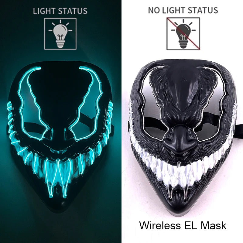 11,50 euros !!! Masque LED Néon Sans Fil Brille dans le Noir Masque Lumineux Stylé Soirées, Discothèque, Insta , Tiktok Horreur Cosplay Masque Stylé pour Halloween Prank ( plusieurs Couleurs dispo )