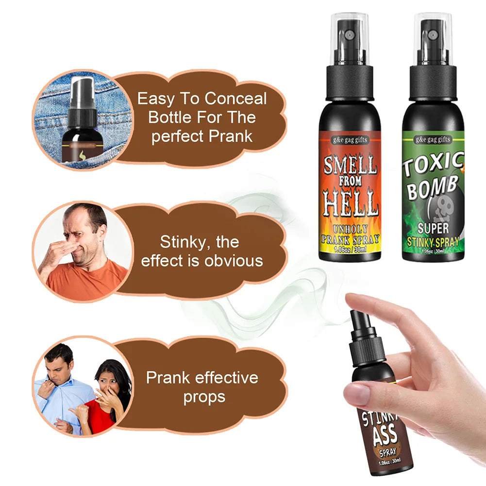 12 euros ! Spray qui pue le Pet ou le caca de 30 ml pour Blague , méga Prank ! 3 Odeurs immondes au choix. Spray bien sale et drôle ( non Toxique ) pour Halloween ou pour les pires pranks