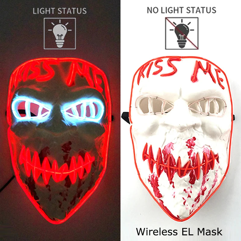 11,50 euros !!! Masque LED Néon Sans Fil Brille dans le Noir Masque Lumineux Stylé Soirées, Discothèque, Insta , Tiktok Horreur Cosplay Masque Stylé pour Halloween Prank ( plusieurs Couleurs dispo )