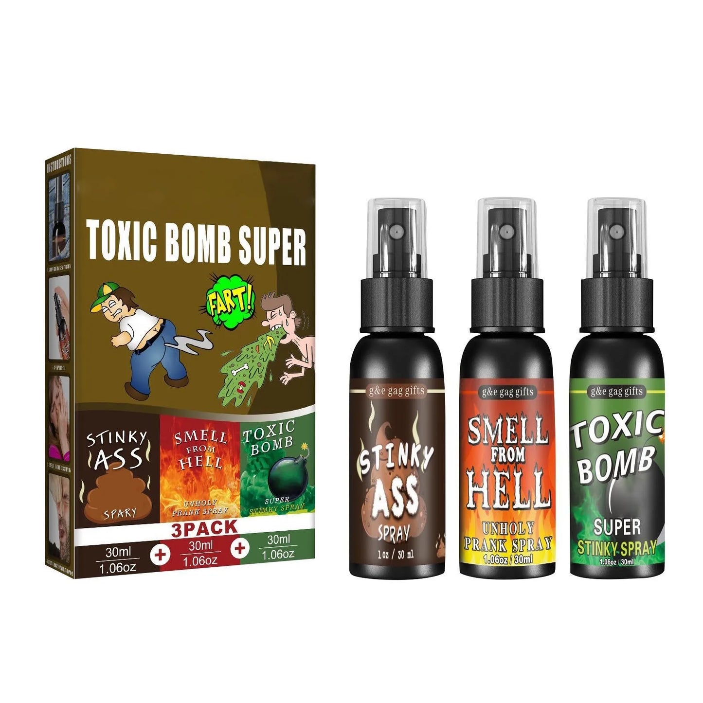 12 euros !!! Spray qui pue très fort la merde de 30ml pour des Prank de malade ! Blagues et farces bien sales ( 3 odeurs disponibles )