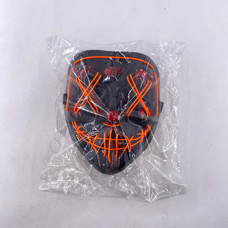 11,50 euros !!! Masque LED Néon Sans Fil Brille dans le Noir Masque Lumineux Stylé Soirées, Discothèque, Insta , Tiktok Horreur Cosplay Masque Stylé pour Halloween Prank ( plusieurs Couleurs dispo )